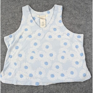 Vintage Cypress Tank Womens Medium Blue FLoral Knit Coastal Terry Retro Y2K